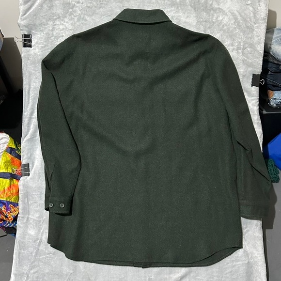 Vtg LL Bean Mens XXL Military Green Wool Blend Button Up Shirt Jacket Outerwear - Picture 10 of 10